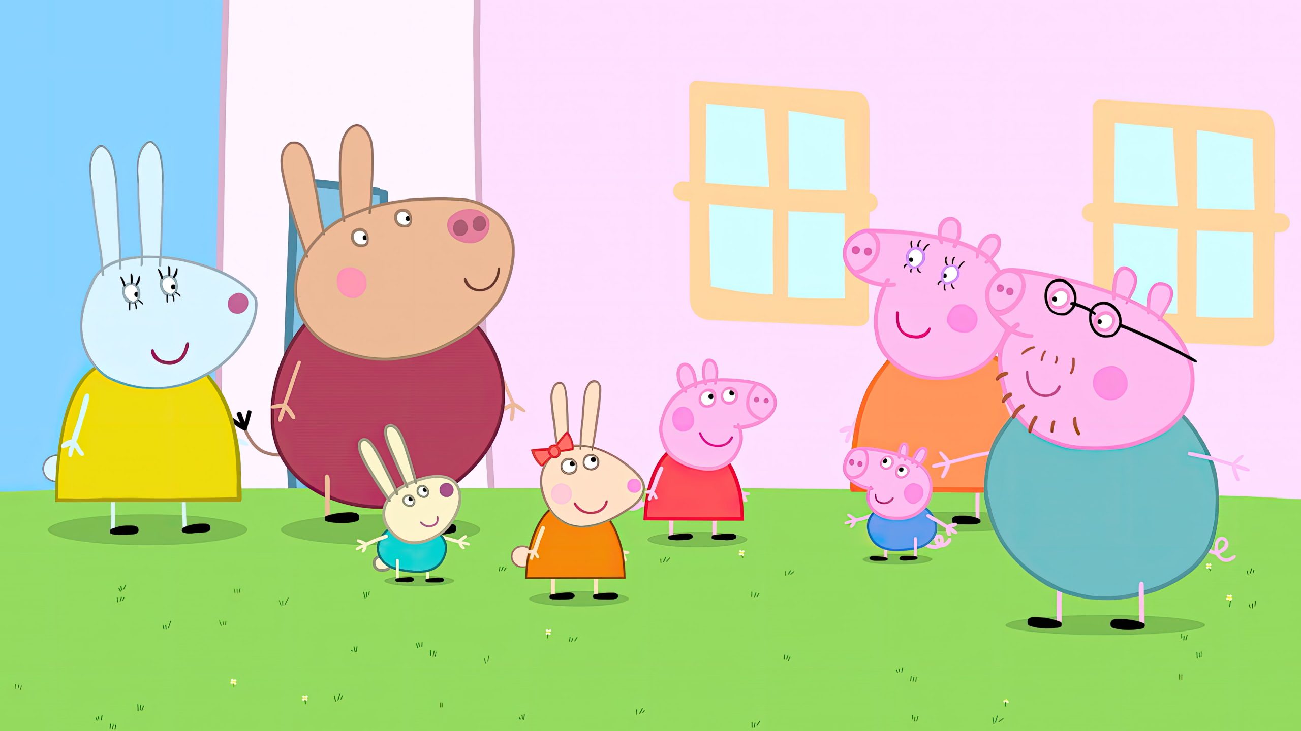 Peppa Pig House, Peppa Pig Family, animated, HD phone wallpaper